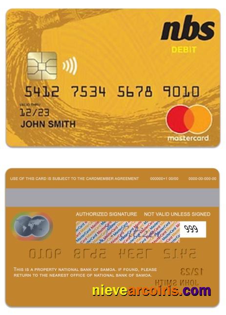 Samoa National Bank of Samoa debit mastercard